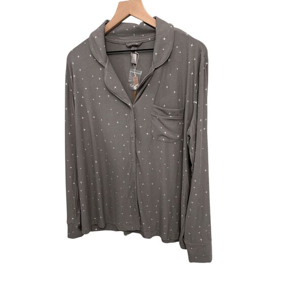 Skims Soft Lounge Pajama Top Sparkle Pajama top Sold out Grey  size LargeNWT - Picture 1 of 4